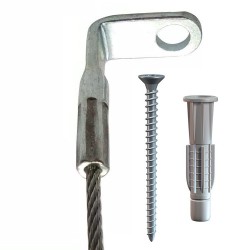 GeckoTeq Steel wire 1.5mm with a 90° eye - screw hole size 5.2mm 200cm