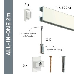 Artiteq Click Rail Set in white 200cm - 20kg