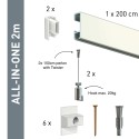 Artiteq Click Rail Set in wit 200cm - 20kg