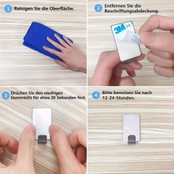 Self-adhesive stainless steel wall hook – strong adhesive hook without drilling (3x)