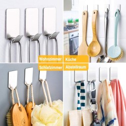 Self-adhesive stainless steel wall hook – strong adhesive hook without drilling (3x)
