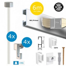 AT Click Rail Wit Overschilderbaar Budget Pakket - 6 meter